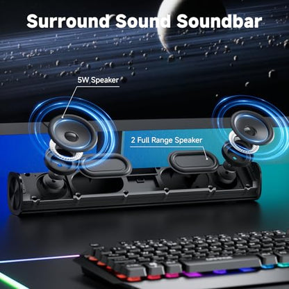 SOULION Computer Speakers for Desktop Monitor USB Plug & Play PC Soundbar