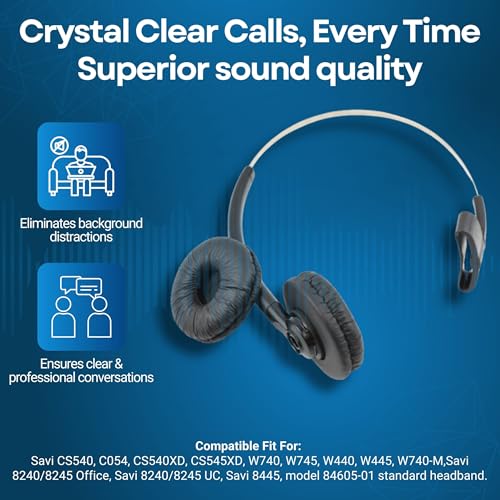 for Plantronics Standard Headband 84605 + Extra Cushion Replacement Over-The-Head Headset for Savi CS540 W740 W745 W440 W740-M C054 CS540XD 8240 8245 W445