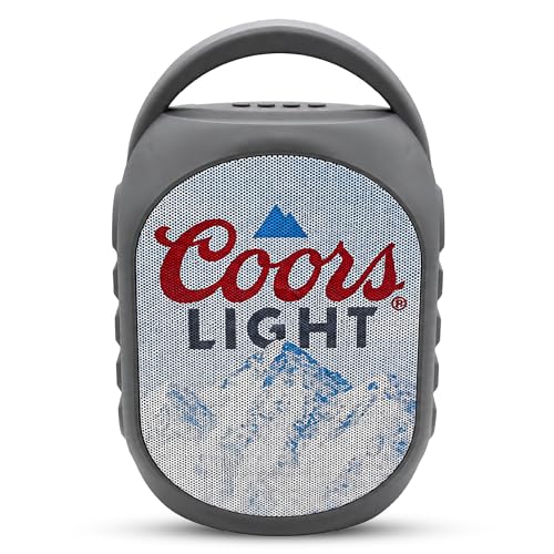 Gabba Goods Coors Lite Bluetooth Speaker, Portable Wireless Sound System, Dual 5W Drivers, Bluetooth 5.3, 50mm High-Fidelity Audio, AUX, USB, MicroSD, FM Radio, Built-in Mic & USB-C (Gray, Curved) - color: Gray