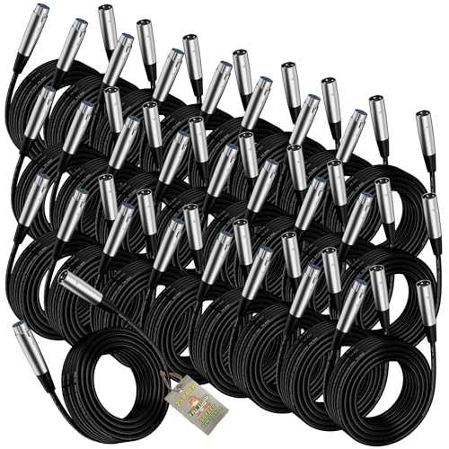 Fat Toad 20ft XLR Microphone Cables (ShieldedPRO X Series) 24 Pack – Balanced Lo-Z Mic Audio Cords, 24 AWG Wire Shielded for Studio, Mixer, DMX Use - size: 24 Pack
