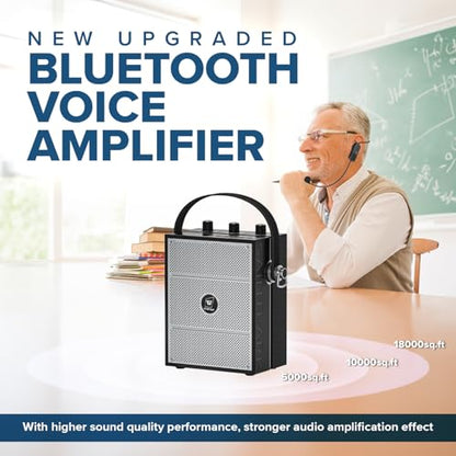 Bluetooth 5.3 Voice Amplifier with Wireless Microphone Headset S98 | Personal Wireless amplifier Mic for Teachers,40W Loudly Portable Megaphone Pa System for Classrooms,Speeches,Outdoors Indoors
