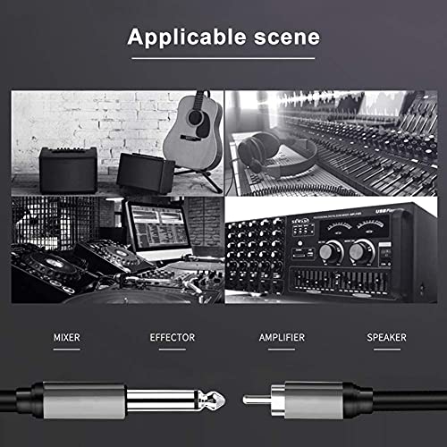 2 x 6.35 mm to 2RCA Cable,Dual 1/4 inch TS Stereo Jack Male to 2 RCA Male Stereo Audio Cable Splitter Adapter (12ft/4m, Black) - size: 12ft/4m