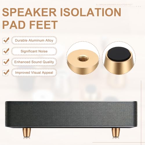 MECCANIXITY 4Pcs Speaker Isolation Pad Feet, 20x20mm Shockproof Aluminum Alloy Vibration Isolation Speaker Shock Base Pad Cone Base with Double-Sided Adhesive for Audio Equipment, Gold - color: Gold, size: 20x20mm