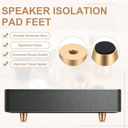 MECCANIXITY 4Pcs Speaker Isolation Pad Feet, 20x20mm Shockproof Aluminum Alloy Vibration Isolation Speaker Shock Base Pad Cone Base with Double-Sided Adhesive for Audio Equipment, Gold - color: Gold, size: 20x20mm