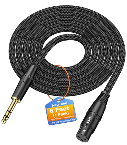 New Bee 6.35mm (1/4 Inch) TRS to XLR Female Cable 6FT, Microphone Cable with Nylon Braided for Studio Recording, Mixing, Powered Speakers & Audio Interface - size: 6 Feet