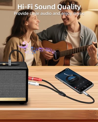 GELRHONR 3.5mm to 2 RCA Audio Cable 1FT, Short 1/8 Aux Female to 2RCA Female Adapter Cable for Smartphone, Tablet, MP3, HDTV and More, 2Pack (3.5mm F to RCA F) - color: 3.5mm F to RCA F