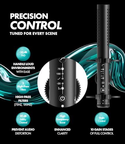Movo X1 Supercardioid Shotgun Microphone - 3.5mm/XLR/USB-C Camera Mic for DSLR, Smartphones, and Computers - Professional Boom Microphone with Advanced Audio Controls, Tripod, and Accessories