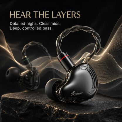 Rosmas USB-C Earbuds with Mic, SM10 Pro Wired IEM Earphones 5-Driver Hybrid in-Ear Monitors, 4BA+1DD Detailed Sound, Detachable 2-Pin Cable, USB c Gaming Earbuds for Music Calls and Daily Use,Black - color: Black&USB-C