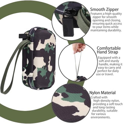 for JBL Go 5/4/3 Ultra Portable Speaker Hard Travel Case, Camo+Army Green | Protective Storage Bag with Mesh Pocket & Hand Strap, Shockproof EVA Carrying Box, Soft Lining - color: Camo Case +Inner Army Green