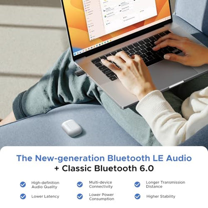 UGREEN USB-C Bluetooth Adapter for PS5 / PC with LE Audio, aptX Adaptive | HD/aptX/SBC, Bluetooth 6.0 Transmitter, Dual Pairing & One-to-Many Broadcast for Wireless Headphones