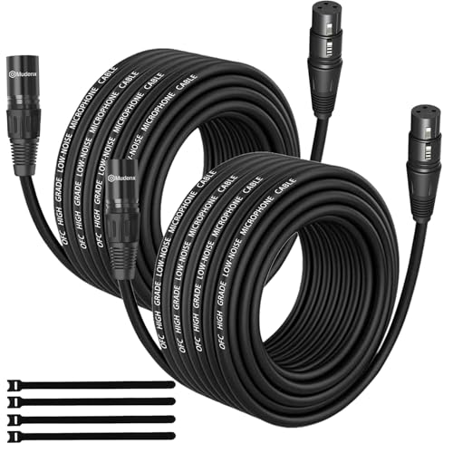 XLR Cables 25FT 2 Pack,Oxygen-Free Copper Balanced Microphone Cord Male to Female 3Pin for DMX Cable,Speaker Cable - size: 25Feet