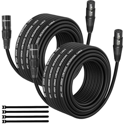 XLR Cables 25FT 2 Pack,Oxygen-Free Copper Balanced Microphone Cord Male to Female 3Pin for DMX Cable,Speaker Cable - size: 25Feet