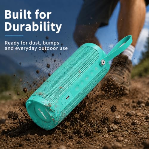 Bobtot Portable Bluetooth Speaker 15W, IPX6, Green | TWS Pairing, 15H Playtime, RGB, Powerful Sound with Dual Bass for Outdoor, Party, Shower, Camping, Travel - color: Teal