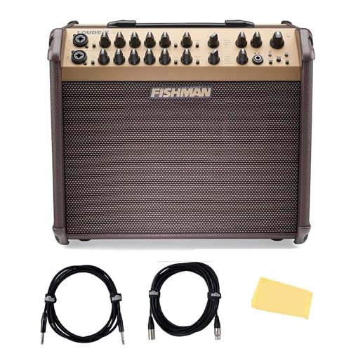 Fishman Loudbox Artist 120-Watt Acoustic Guitar Combo Amplifier Bundle with Gearlux XLR Cable, Instrument Cable, and Austin Bazaar Polishing Cloth - size: Artist 120W