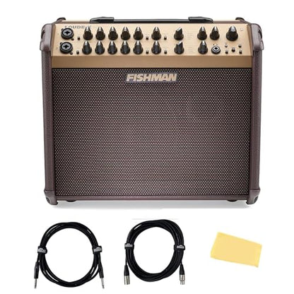 Fishman Loudbox Artist 120-Watt Acoustic Guitar Combo Amplifier Bundle with Gearlux XLR Cable, Instrument Cable, and Austin Bazaar Polishing Cloth - size: Artist 120W