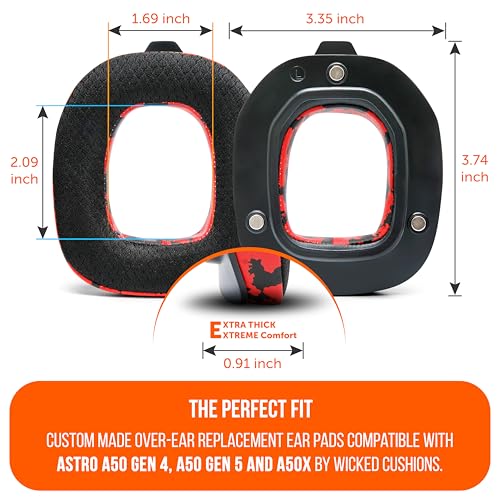WC Mod Kit A50 - Earpads & Headband for Astro A50 Gen 4/5 / A50x | Made by Wicked Cushions | Cooling Gel Earpads and Matching Headband that offer Enhanced Comfort & Durability | Red Camo - color: Red Camo