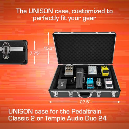 ANALOG CASES Pedaltrain Classic 2 / Temple Audio DUO 24 Hard Case | Ultra-Lightweight and Durable Aluminum Case, Die-Cut Foam Padded Interior With Cable Storage Space, Comfortable Padded Handle