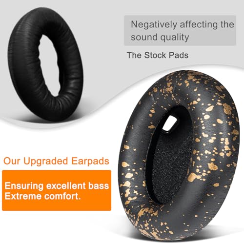 SOULWIT Replacement Earpads for Sony WH-1000XM4 (WH1000XM4) Headphones, Ear Pads Cushions with Noise Isolation Foam, Added Thickness, Without Affecting Sensor - Black Gold - color: Black Gold