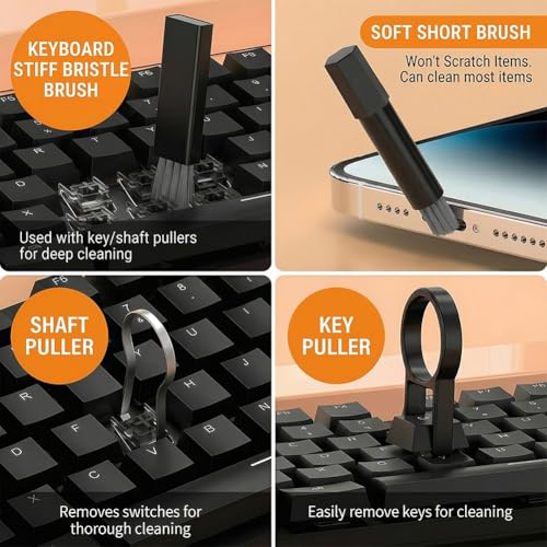 20 in 1 Multifunctional Cleaner Kit for Electronic Devices, Keyboard Cleaning Brush, Headphones Cleaner Kit for AirPods, Multi-Tool for Cleaning Laptop, Earbuds, Camera, Cellphones,Black - color: black