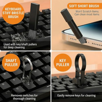 20 in 1 Multifunctional Cleaner Kit for Electronic Devices, Keyboard Cleaning Brush, Headphones Cleaner Kit for AirPods, Multi-Tool for Cleaning Laptop, Earbuds, Camera, Cellphones,Black - color: black