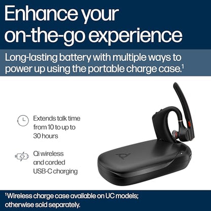Poly Voyager Legend 50 UC Bluetooth Headset with Charging Case - 4 Noise-Canceling Mics, AI NoiseBlockAI & WindSmart Tech - Bluetooth Headphones with Mic, Smart Call Controls, All-Day Comfort - style: Legend 50 with Charging Case