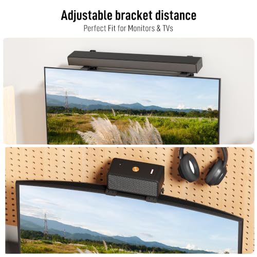 No Drilling Soundbar Mount,Adjustable TV Top Shelf Compatible with Samsung,LG,Vizio,Bose,JBL,Sonos,Universal Floating Bracket Holds up to 11 lbs,Black