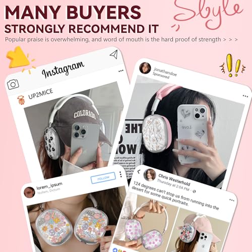 for Apple AirPods Max,Clear Flower Soft TPU Case for Women Girly,Lily | Ear Pad Case Cover/Ear Cups Cover/Headband Cover for AirPods Max Headphones (2024/2020)Transparent AirPod Max (USB-C) - color: Lily