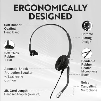 INNOTALK - Cisco Phone Headset, Pro Mono Wired Headset with Microphone & Quick Disconnect Headset Adapter for Most Cisco Phones, Customer Service Wired Headphones, Cost Effective Corded Headset - size: Pro-Mono