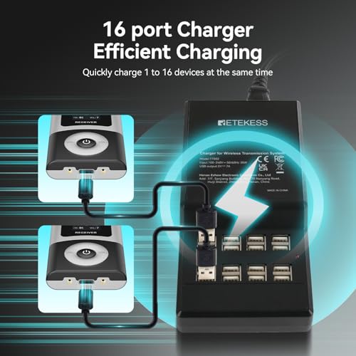 Retekess T130U(4nd Gen T130)Tour Guide System, Translation System(1TX 10RX) | for Factory, School, 200M, U-Band Digital Mode, with16 USB Charging Ports, 40H, Easy Operation, Wireless Connection - style: 1-10