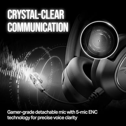 OXS Storm A2 Wireless Gaming Headset, Active Noise Cancellation, Over Ear Headphone with Mic, Bluetooth 5.4 & 2.4GHz Low Latency, Dual EQ Modes, 70H Playtime, for PC, Switch, PS4, PS5, Mobile, Black - color: Black