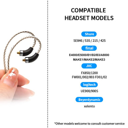 Earphone Cable MMCX Cable Silver Plated High Purity Monocrystalline Copper Fits for Final Audio E4000/E5000/B1/B2/B3/A8000/Make1/Make2/Make3 IEM Cable with 3.5mm Plug