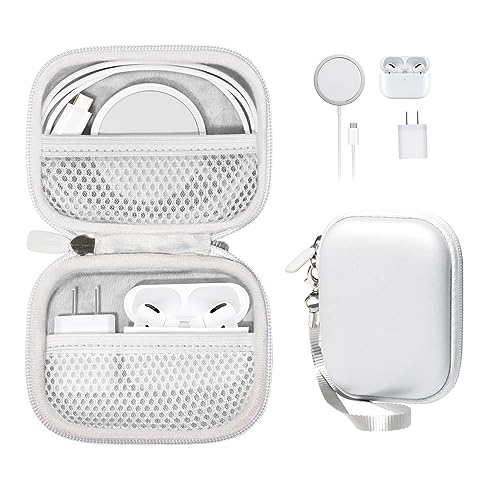All-in-One Case for iPhone MagSafe Charger & Battery Pack, Storage for Accessories/Power Adapter/Charge Cable/Docks, Compatible with AirPods 4/ Pro 3/2/ 1 - color: Silver