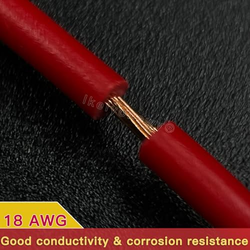 6.3mm Quick Female Spade Wire 18 Awg Splice Connectors Speaker Single Head Crimp Terminal Insulation Sleeve with Red and Black Wires Assortment Kit(25 Each Red and Black)
