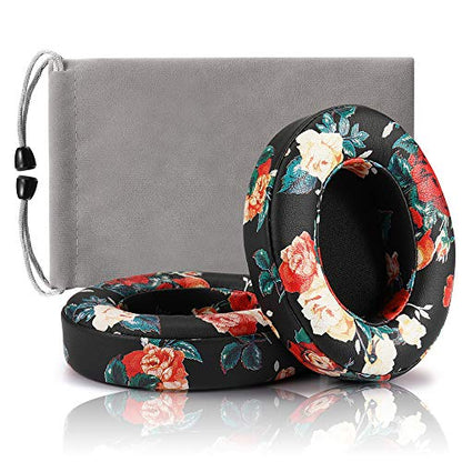Replacement Ear Cushion Pads Cover Compatible with Beats Studio 2.0 and Studio 3.0 Over Ear Headphones only by Dr.DRE-1 Pair(Floral Black) - color: Floral Black
