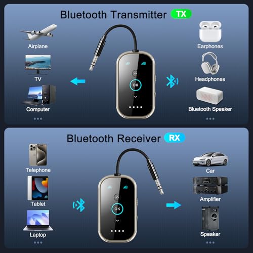 Ultra Xmagpot Bluetooth 5.4 Transmitter Receiver - CNC Aluminum & Ceramic Glass | Dual Link for 2 AirPods/Headphones | aptX Adaptive/HD Audio | Wireless Transmitter for Airplane/TV/Car/Gym