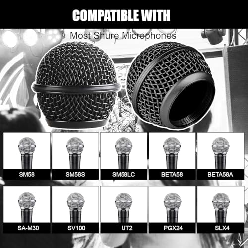 Microphone Head Replace, Steel Mesh Mic Grille Heads, Grille Mic Ball Replacement with Inner Foam, Fits for SM58 (Black, 1 pcs) - color: Black, size: 1 pcs