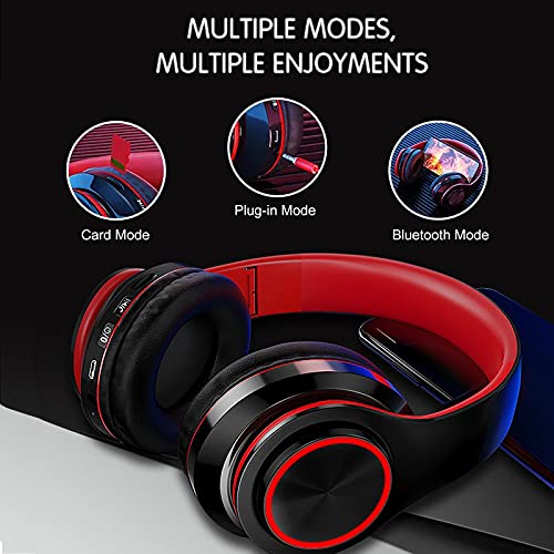 Kids Bluetooth Over Ear Headphones with LED Lights,BlackRed | Built-in Mic, Bluetooth 5.0, Wired and Wireless Foldable Stereo Headphones for Classroom, Office, Tablet, Airplane,Travel - color: Black