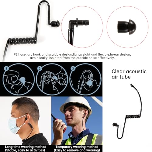 10 Pack Blck Ear Pieces,Acoustic Coil Tube Earpiece for Two-Way Radios, Compatible with Baofeng, Motorola, Kenwood, Retevis, Midland, Walkie Talkie Headset - color: Blck Ear Pieces10 pack