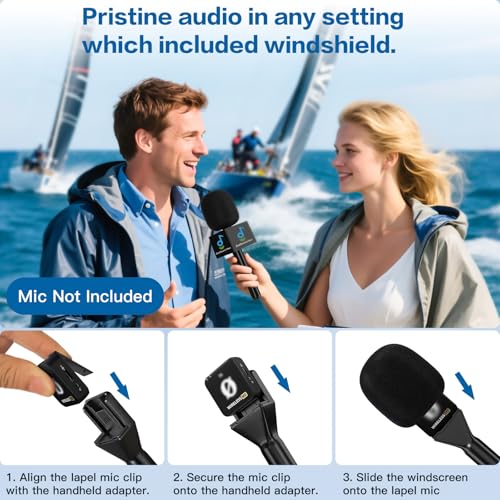 ZealSound Mic Handle for DJI Mic Mini/2/3, RODE Wireless GO 2/3, Hollyland Lark M1/C1, BOYA Mini & More, Wireless Lavalier Microphone Holder for Interviews, Vlogging, YouTube, TikTok, Reporting - size: 9.4inch
