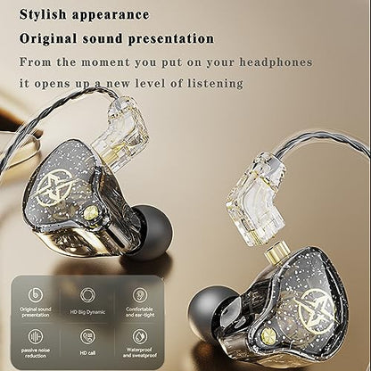 DX2 in-Ear Earphone HiFi in-Ear Earphone Earbud with New 10mm Composite Magnetic Dynamic Driver in Ear Monitor Earbuds with Detachable C Pin 0.75MM Cable (Purple,with Mic) … - color: Purple, size: With Mic