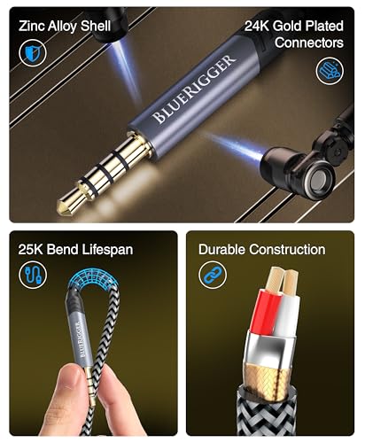 BlueRigger 3.5mm TRRS Audio Cable - (6FT, 4-Pole Male to Male AUX Cord, 1/8" inch TRRS Jack, HiFi Stereo, 4 Conductor Auxiliary Cord) - Compatibility with Phone, Tablet, Car Stereo, Headphones - size: 6FT, style: TRRS