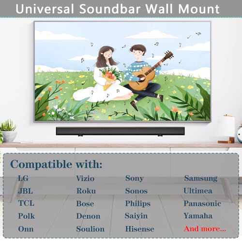 Soundbar Wall Mount Bracket Universal Soundbar Mount Shelf Depth Adjustable (3.65"-6.65") for Bose, Samsung, Vizio, LG, Dolby Atmos Soundbars (Black: V01_Pro) - color: Black: V01_Pro