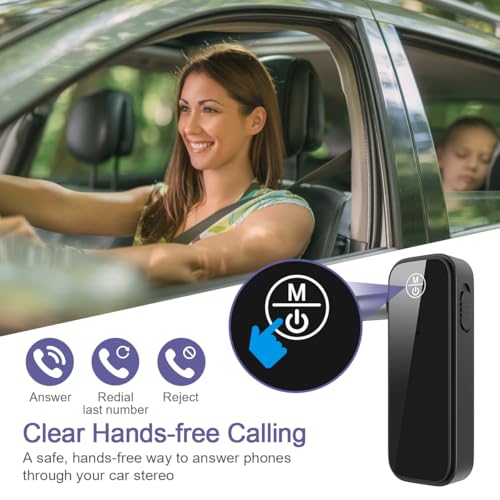 2 Pack Aux Bluetooth Adapter for Car, 2 in 1 Bluetooth 5.3 Transmitter Receiver for Headphones Car Home Audio Speaker, Portable 3.5mm Wireless Audio Receiver, Hands-Free Call