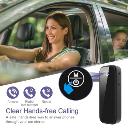 2 Pack Aux Bluetooth Adapter for Car, 2 in 1 Bluetooth 5.3 Transmitter Receiver for Headphones Car Home Audio Speaker, Portable 3.5mm Wireless Audio Receiver, Hands-Free Call