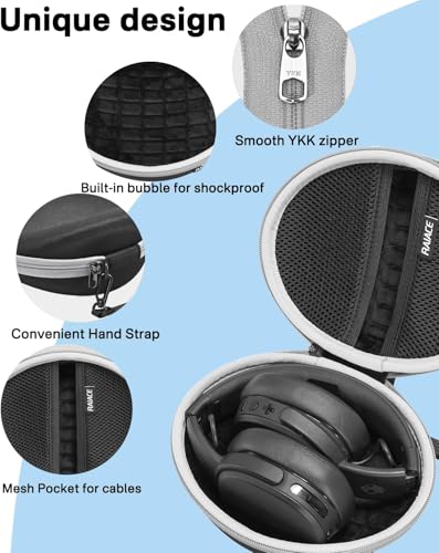 Hard Travel Carrying Case Compatible with Skullcandy Crusher Over-Ear Headphones. (Case Only, Not Include The Device) (Black(Gray Zipper)) - color: Black(Gray Zipper)