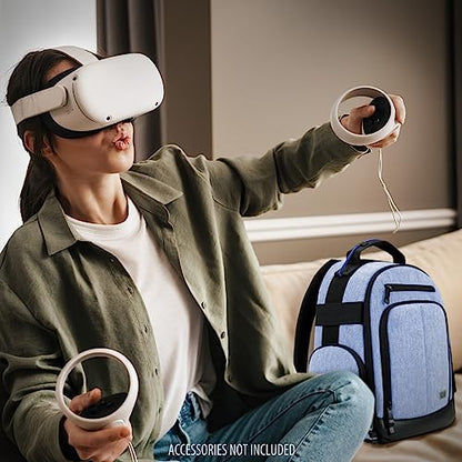USA GEAR VR Headset Case - Virtual Reality Backpack with Customizable Interior Compartments Compatible with VR Gaming Headset, Controllers, and More Virtual Reality Gaming Accessories - Blue - color: Blue