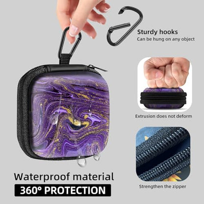 Square Data Cable Earbud Charger Coin Storage Bag Shockproof and Drop-Proof EVA Material Compatible with AirPod(Purple Marble) - color: Purple Marble
