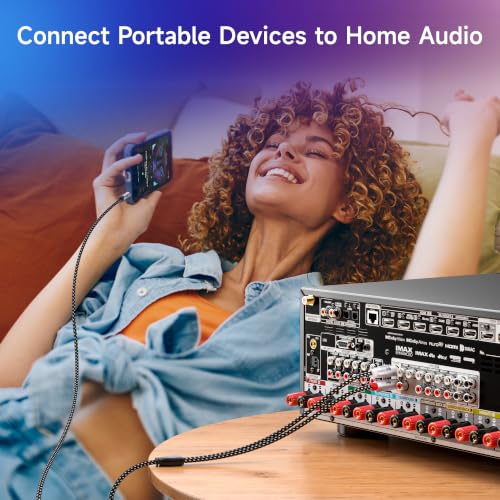 Cable Matters 2-Pack RCA to 3.5mm Audio Cable, RCA to Aux, 3ft | 3.5mm to L/R Cord, Black, Gold-Plated Connectors, Male-to-Male Audio Cable