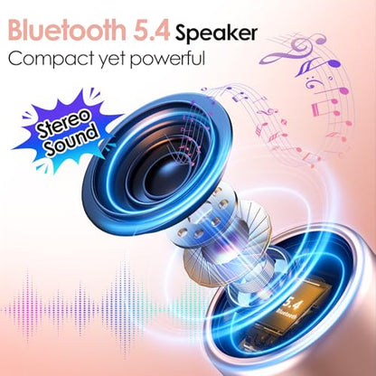 Portable Bluetooth Speaker, Mini Speakers, Wireless, RGB Ligths | 12H Battery Life, Metal Cover,TWS Pairing, Wireless Speaker with RGB Lights for Home/Travel/Outdoor/Car/Beach by Music Lovers - color: Pink