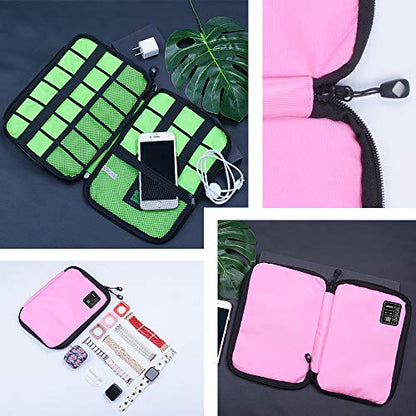 baozai Smart Watch Bands Organizer, Waterproof Portable Electronics Travel Accessories Organizer Bag for Watch Bands, Cable, Charger, Headset, SD Card, Pink